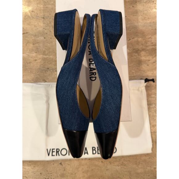 NEW Veronica Beard Cecile Dark Denim Cap-Toe Slingback size 9 - Picture 5 of 8